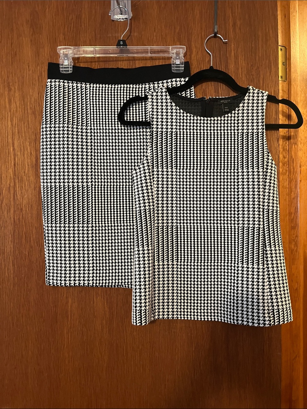 Ann Taylor Black & White Houndstooth Two-Piece Skirt Set